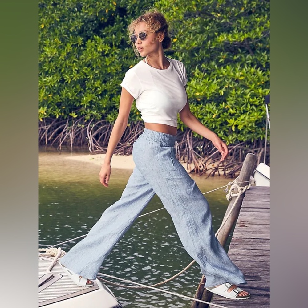 Athleta Cabo Linen Wide Leg Pants